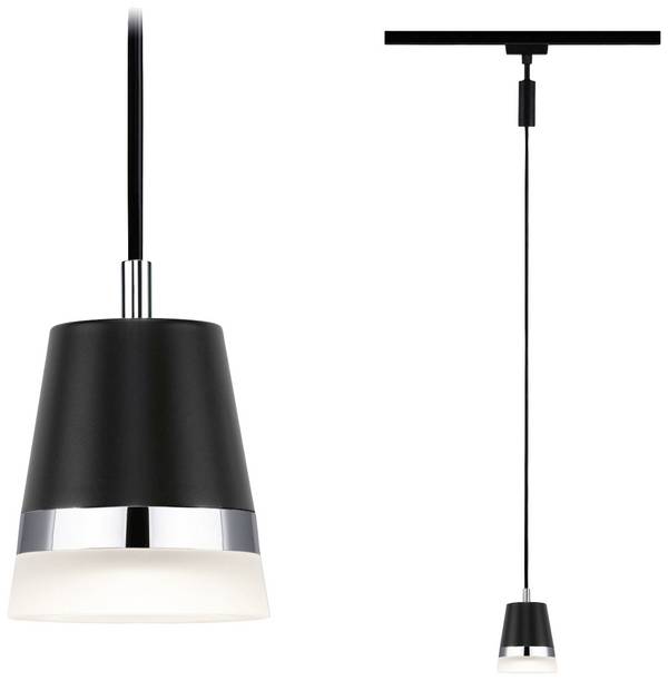 Paulmann Cone  Lampada per sistema su binario, Lampada a sospensione URail GU10 10 W  Nero (opaco)