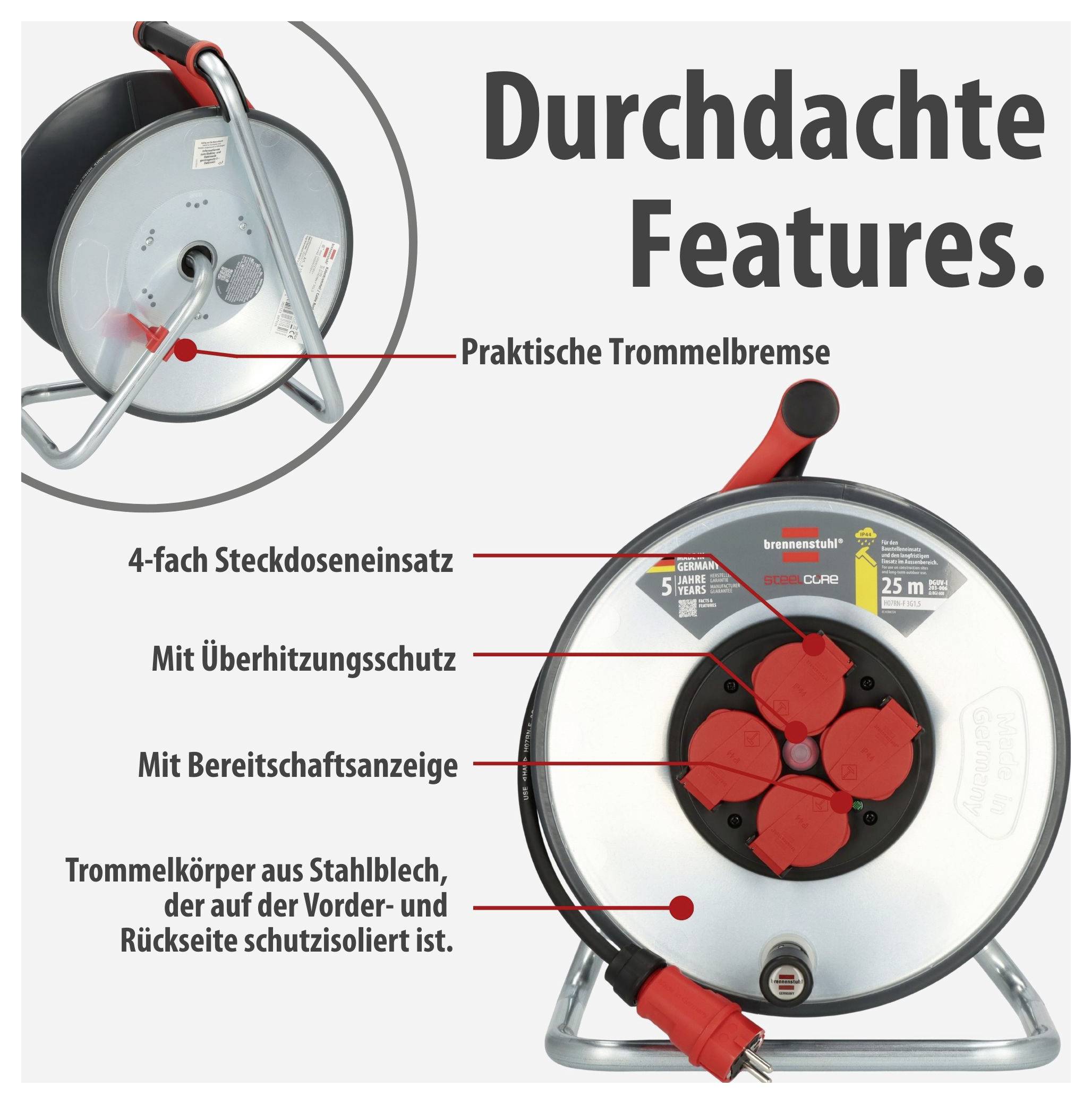 Brennenstuhl 9191250110 Avvolgicavo 25 m Nero Spina schuko-3