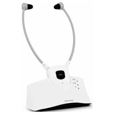 Cuffie cablate con archetto di supporto, tappi auricolari grigio chiaro e elemento di controllo bianco. Tasti per il muto e il controllo del volume visibili.