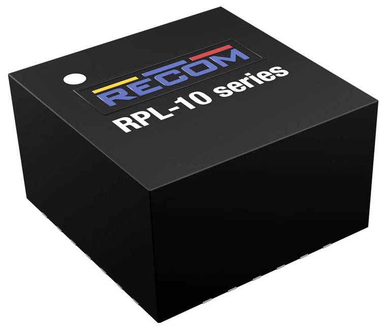 Cubo dado nero con scritta 'RECOM RPL-10 series'.
