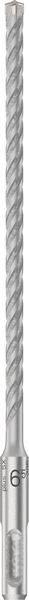 Un trapano grigio con design a spirale e base metallica liscia, idoneo per forature nel calcestruzzo.