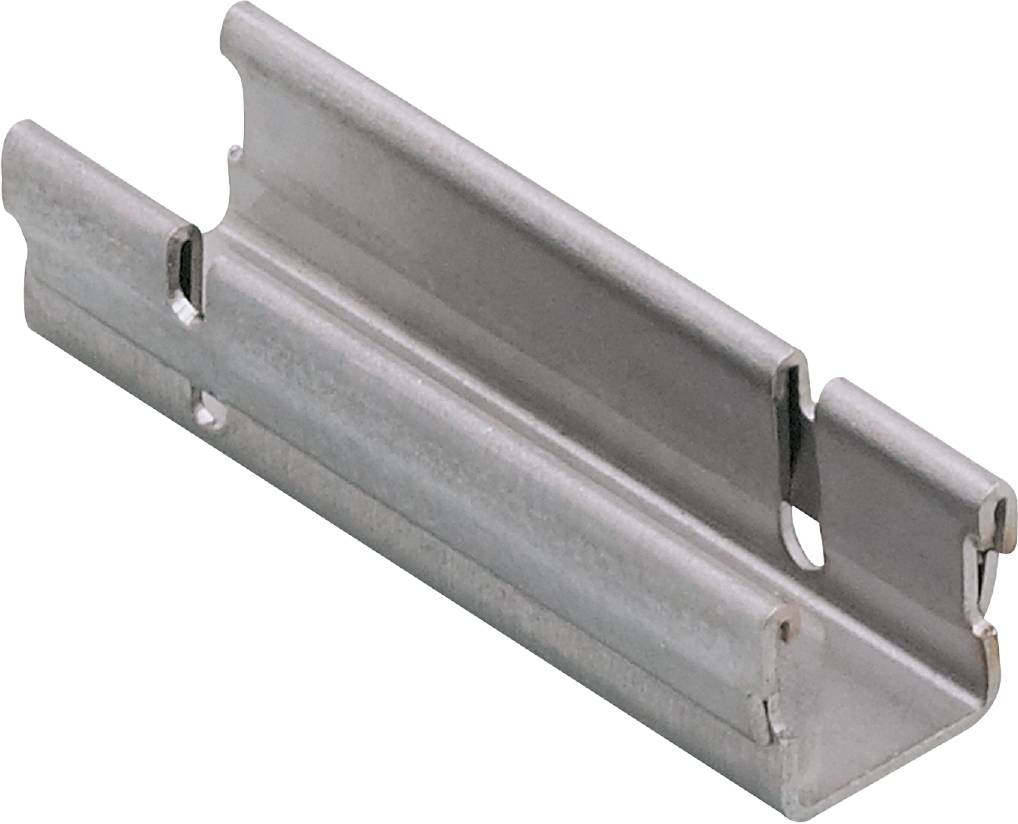 Un profilo metallico d'argento a forma di L, utilizzato per fissaggi o per supportare strutture nell'industria edile.