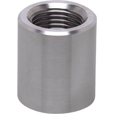 Dado metallico filettato internamente, liscio e cilindrico, colore argento. Viene tipicamente utilizzato per giunzioni a vite.