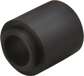 Un contenitore metallico nero cilindrico con filettatura su un lato, spesso utilizzato per applicazioni industriali.