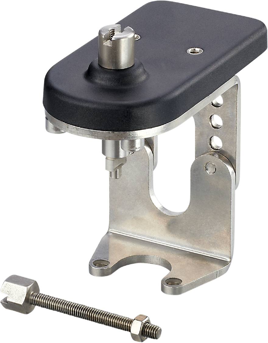 Supporto in acciaio inossidabile, idoneo per il fissaggio di dispositivi o macchine, con viti per un'installazione stabile.
