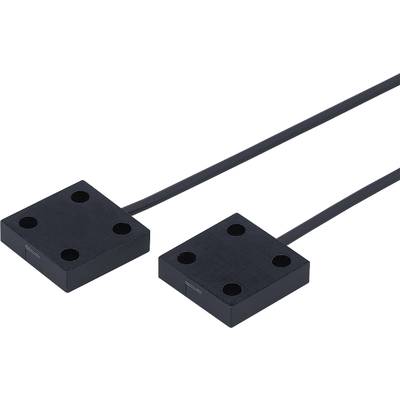 Due sensori quadrati neri con cavi, per il rilevamento di campi magnetici su sfondo bianco.