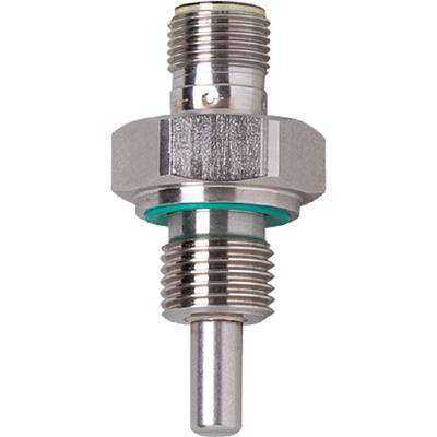 Sensore metallico con filettatura e guarnizione. Utilizzato in macchine per la misurazione di temperatura e pressione.