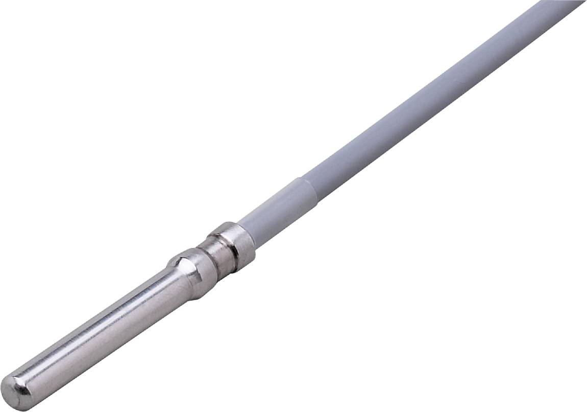 Un'antenna grigia che termina con un segmento metallico punta diagonalmente verso l'alto.