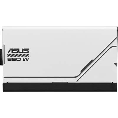 Unità di alimentazione esterna ASUS da 850 W, con involucro bianco, logo nero e design lineare essenziale.