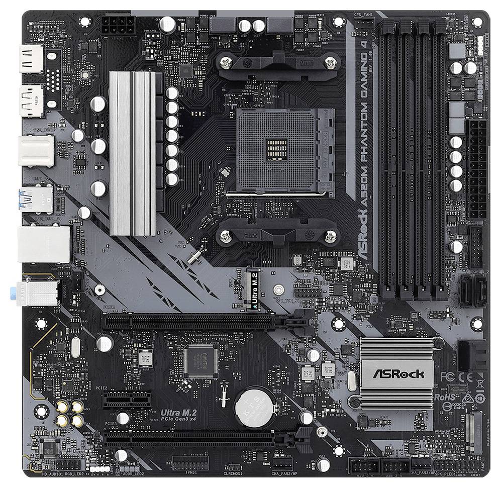 ASRock A520M Phantom Mainboard Attacco (PC) AMD AM4 Fattore di forma (dettagli) Micro-ATX Chipset della scheda madre AMD-1