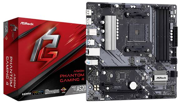 ASRock A520M Phantom Mainboard Attacco (PC) AMD AM4 Fattore di forma (dettagli) Micro-ATX Chipset della scheda madre AMD-5