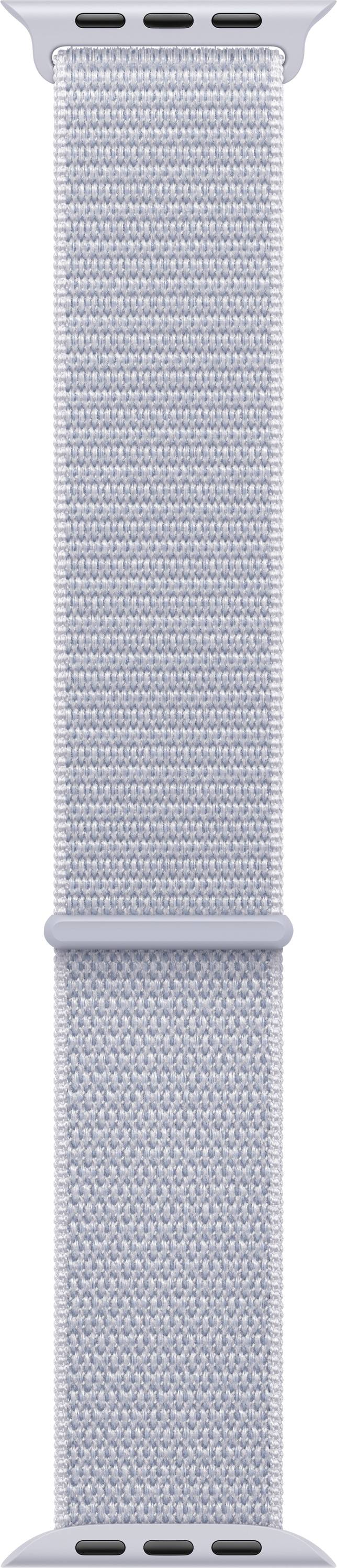 Cinturino in tessuto grigio per orologio. Design essenziale, privo di motivi o loghi visibili.