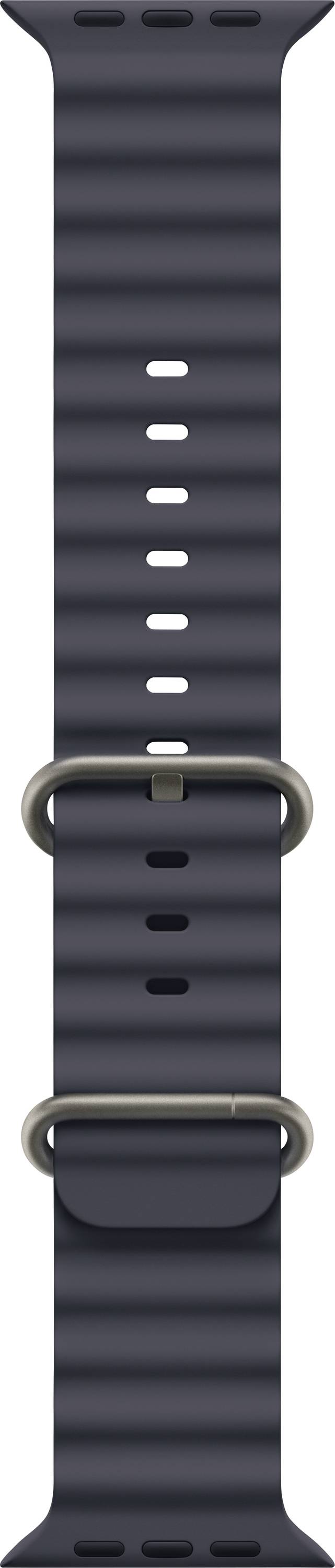 Cinturino per orologio nero con chiusura in metallo, regolabile in modo versatile per diverse dimensioni del polso. Adatto per smartwatch.