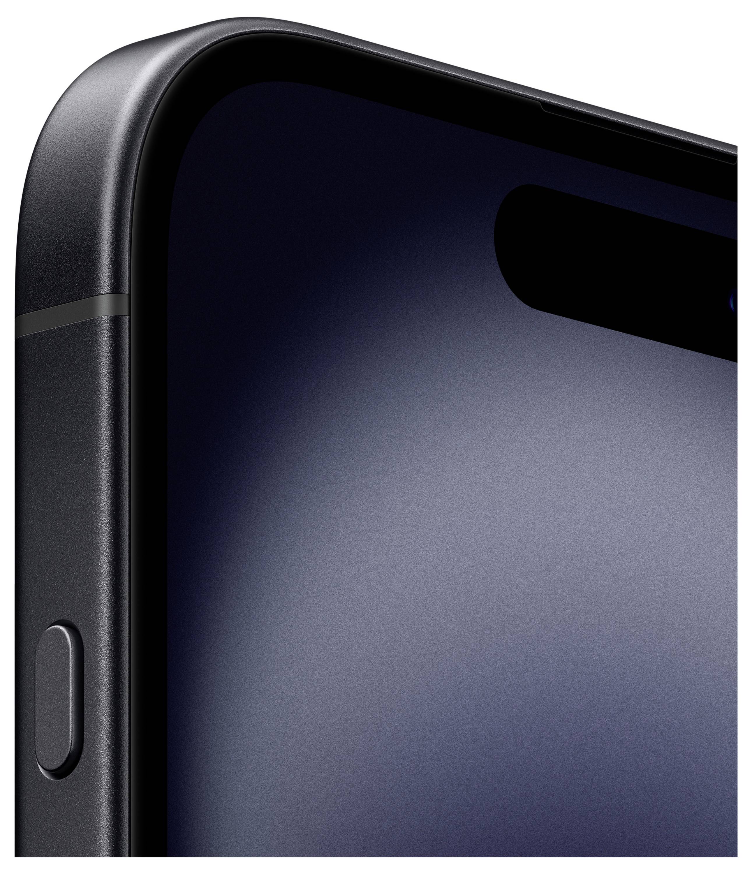 Angolo di uno smartphone in primo piano, che mostra il design liscio e scuro del dispositivo con un unico pulsante sul lato.