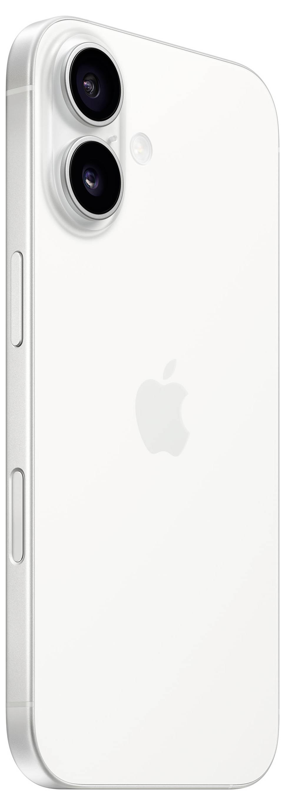 Un iPhone bianco con due obiettivi fotografici e un logo della mela sul retro.