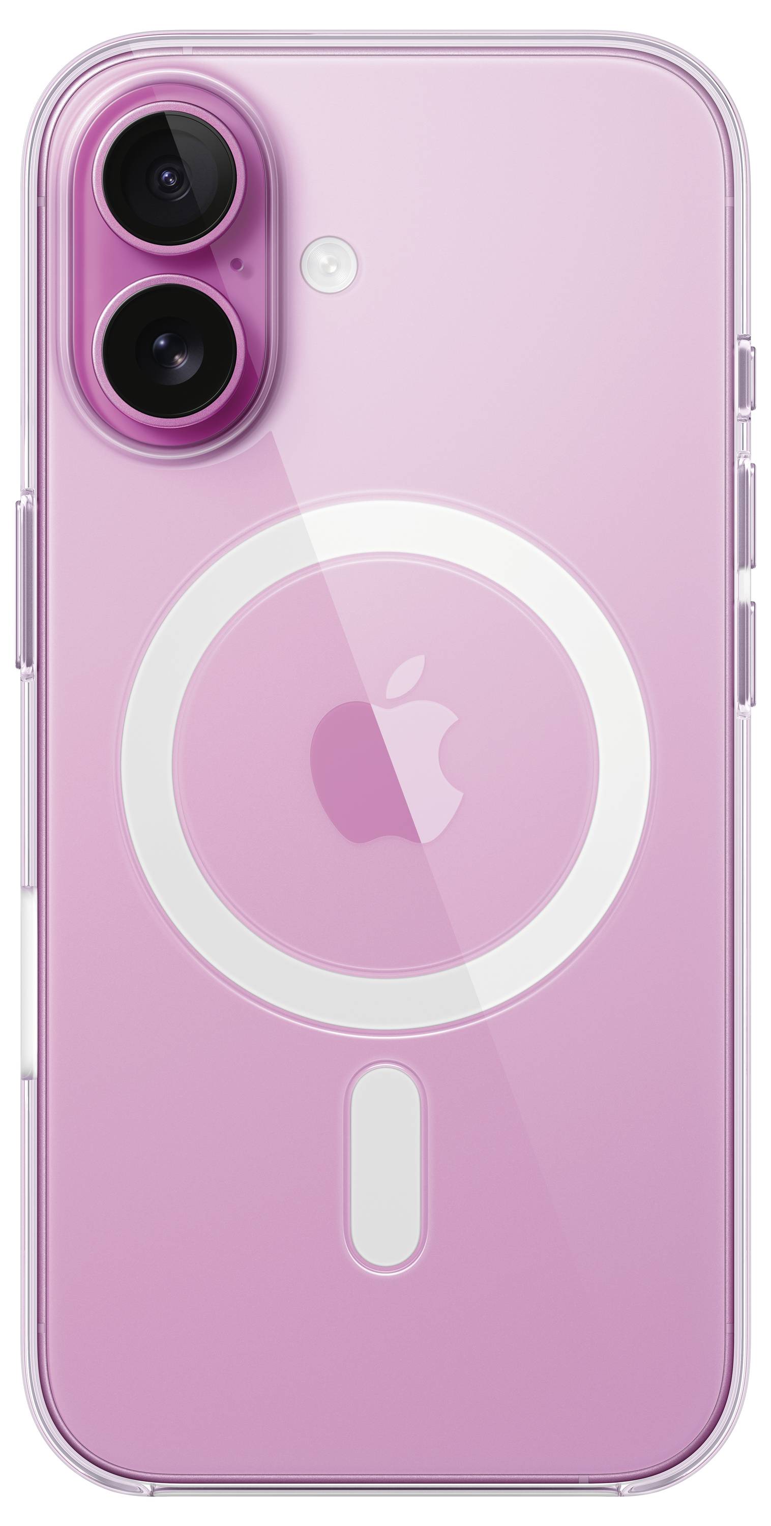 Un iPhone rosa con due fotocamere e il logo Apple sul retro.