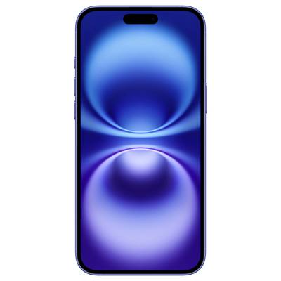 Un moderno smartphone con uno sfondo dello schermo blu, su cui sono visibili due cerchi concentrici luminosi.