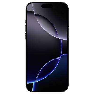 Un smartphone con angoli arrotondati e uno schermo nero. Mostra diverse forme circolari sovrapposte.