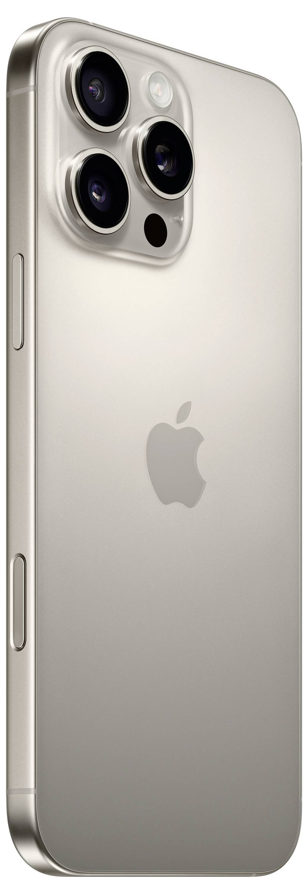 Un moderno smartphone con tre fotocamere sul retro e un sottile telaio in metallo, disposto verticalmente.