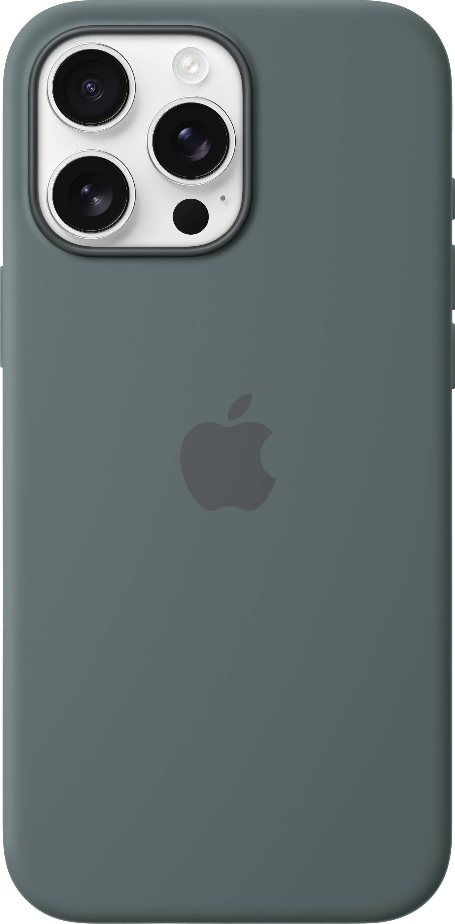 Un moderno smartphone con tre obiettivi fotografici sul retro, custodia verde, con focus sul design tecnologico.