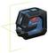 Livello laser professionale Bosch con tecnologia laser verde, che mostra linee orizzontali e verticali per compiti di allineamento preciso.