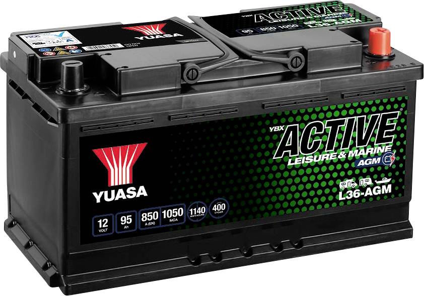 Yuasa Active Leisure AGM Batteria per auto 12 V 95 Ah Tipo polo: T1