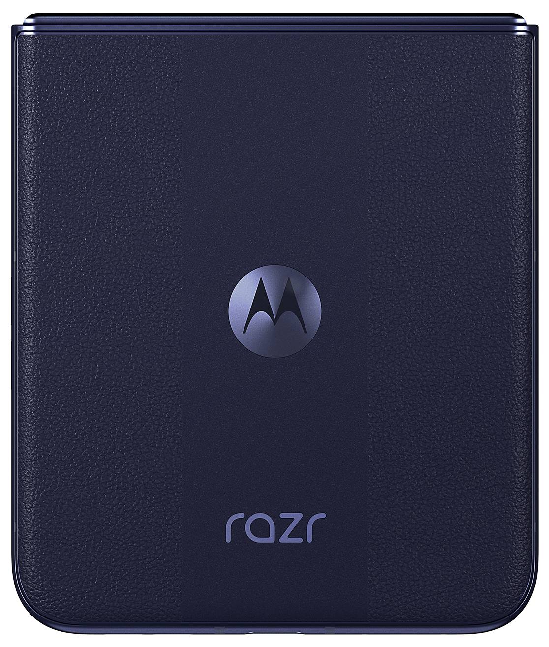 Un cellulare a conchiglia chiuso e scuro con il logo Motorola e la scritta 'razr' sul lato anteriore.