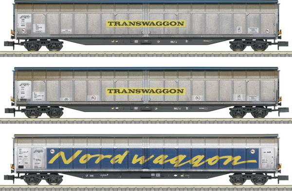 N Kit da 3 pz. Di grandi carri a scorrimento di Transwaggon, MHI MiniTrix 18297