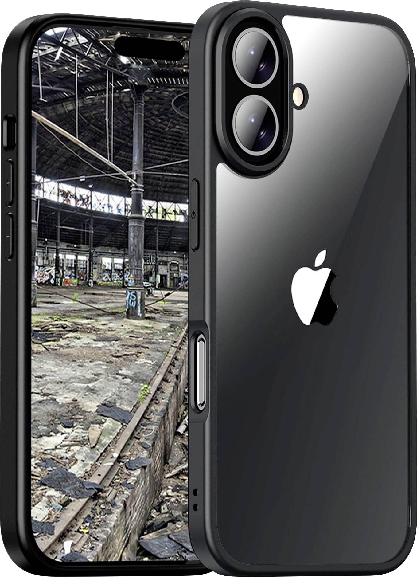 JT Berlin BackCase Pankow Hybrid Backcover per cellulare Apple iPhone 16 Plus Nero, Trasparente Carica induttiva 11095
