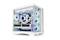 Un PC da gaming bianco con ventole illuminate e una scheda grafica 'GeForce RTX', contrassegnato come 'Republic of Gamers', in un case aperto.