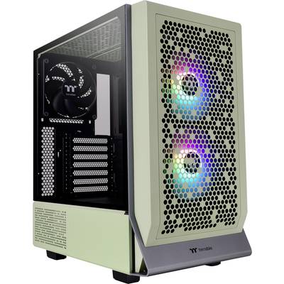 'Case per PC con due ventole RGB frontali, design a griglia traforata e finestra laterale.'