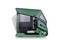 L'immagine mostra un case per PC futuristico verde con un lato aperto che rivela un sistema di raffreddamento moderno e componenti all'interno.