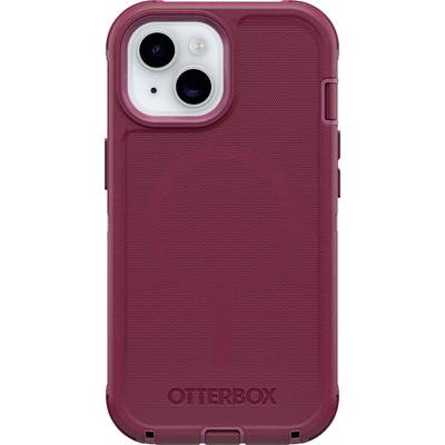 Una custodia rossa per cellulare del marchio Otterbox, adatta per uno smartphone con due fotocamere, offre una protezione robusta.
