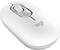 Mouse bianca con rotella di scorrimento e logo 'logi'. Design ergonomico per un utilizzo confortevole.