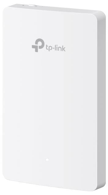 Hardware di rete TP-Link bianca con design minimalista e piccolo indicatore LED sul lato frontale.