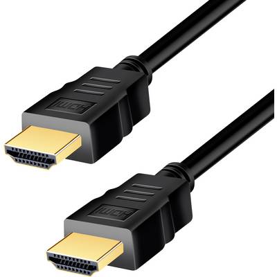 Due cavi HDMI neri con connettori dorati; ideali per collegare dispositivi audio-video come televisori e computer.