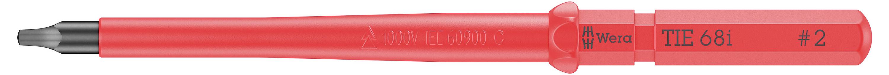 Un tester di tensione rosso con protezione fino a 1000V, impugnatura isolata, punta nera, con etichetta 'VOLTCRAFT TPE-3K1 #2'.
