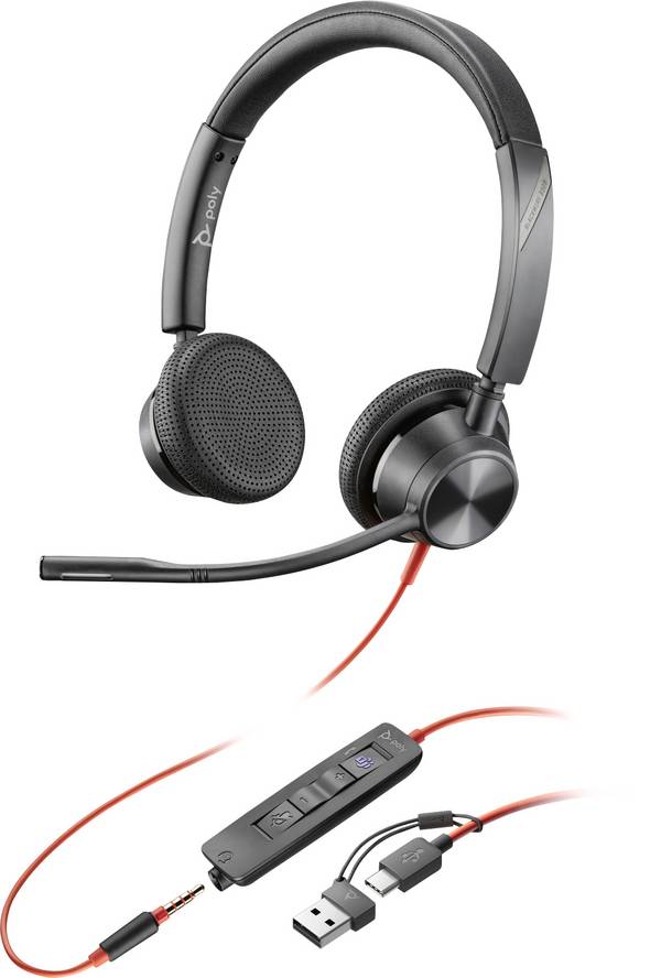 HP Poly Blackwire C3325-M  Cuffie On Ear via cavo Stereo Nero Riduzione del rumore del microfono headset con microfono, regolazione del volume, Muto Computer