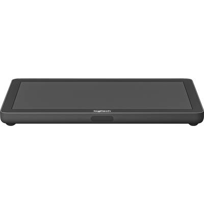 Un display nero e sottile con il logo 'Logitech' in basso. Adatto per applicazioni multitouch o scopi di visualizzazione.