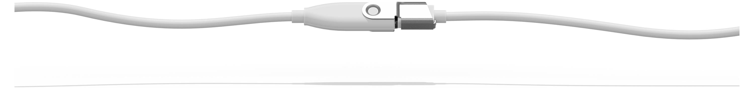 Un cavo bianco con un connettore rotondo, adatto per connessioni elettroniche.