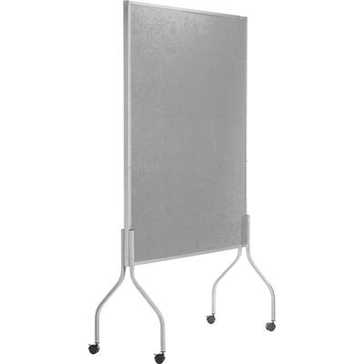 Lavagna bianca grigia mobile su ruote, utilizzabile su entrambi i lati, con gambe in metallo robuste. Ideale per presentazioni e uso in ufficio.