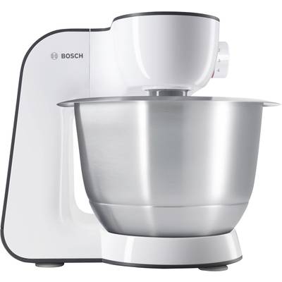 Un robot da cucina elettrico con una grande ciotola di miscelazione in acciaio inossidabile, prodotto da Bosch.