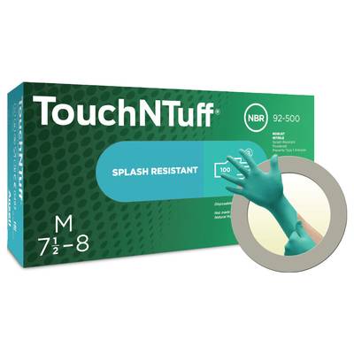 'TouchNTuff NBR 92-500', guanti in nitrile, protetti dagli schizzi, taglia M, verdi, 100 pezzi per scatola.