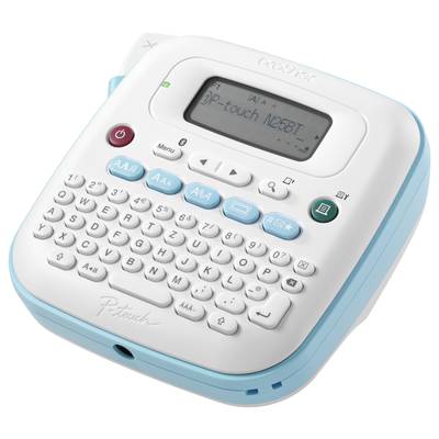 Un dispositivo portatile per etichettatura con tastiera QWERTZ e display mostra 'P-touch M25BT' sullo schermo.