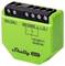 Modulo elettrico verde con etichette: 'DA+, DA-', 'SW1, SW2', 'L, N'. Stampato con '110-240 V~', '50/60 Hz' e 'Shelly Gen3'.