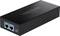 Un adattatore di rete PoE nero del marchio TRENDnet con due porte Ethernet, etichettate come 'PoE' e 'Data'.