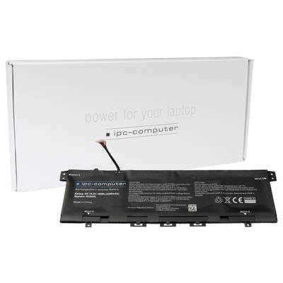 Un batteria per laptop ipc-computer con capacità di 38 Wh e tensione di 7,6 V, accanto alla confezione 'power for your laptop'.