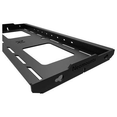 Supporto in metallo nero Neomounts con tagli rettangolari, idoneo per il montaggio di dispositivi elettronici.