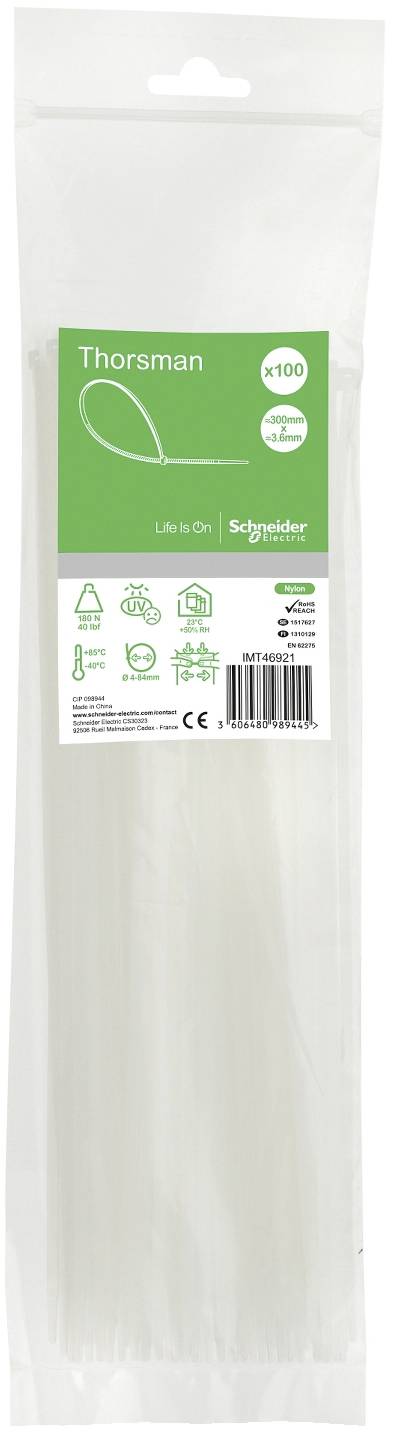 Schneider Electric IMT46415 Fascetta per cavi 250 mm 4.8 mm Ritardante di fiamma, con chiusura a scatto 100 pz.-5