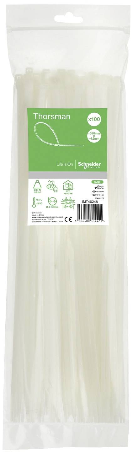 Schneider Electric IMT46422 Fascetta per cavi 370 mm 4.8 mm con chiusura a scatto, Ritardante di fiamma 100 pz.-4